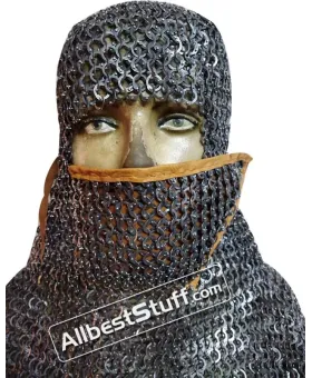 Stainless Steel Chain Mail Coif Authentic Rust Proof Side Ventail Hood